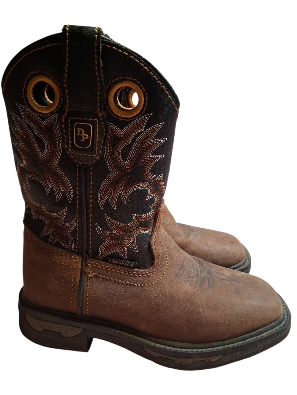 Dan Post Cowboy Boots Size 12.5D (Youth) Brown Leather Western Square Toe